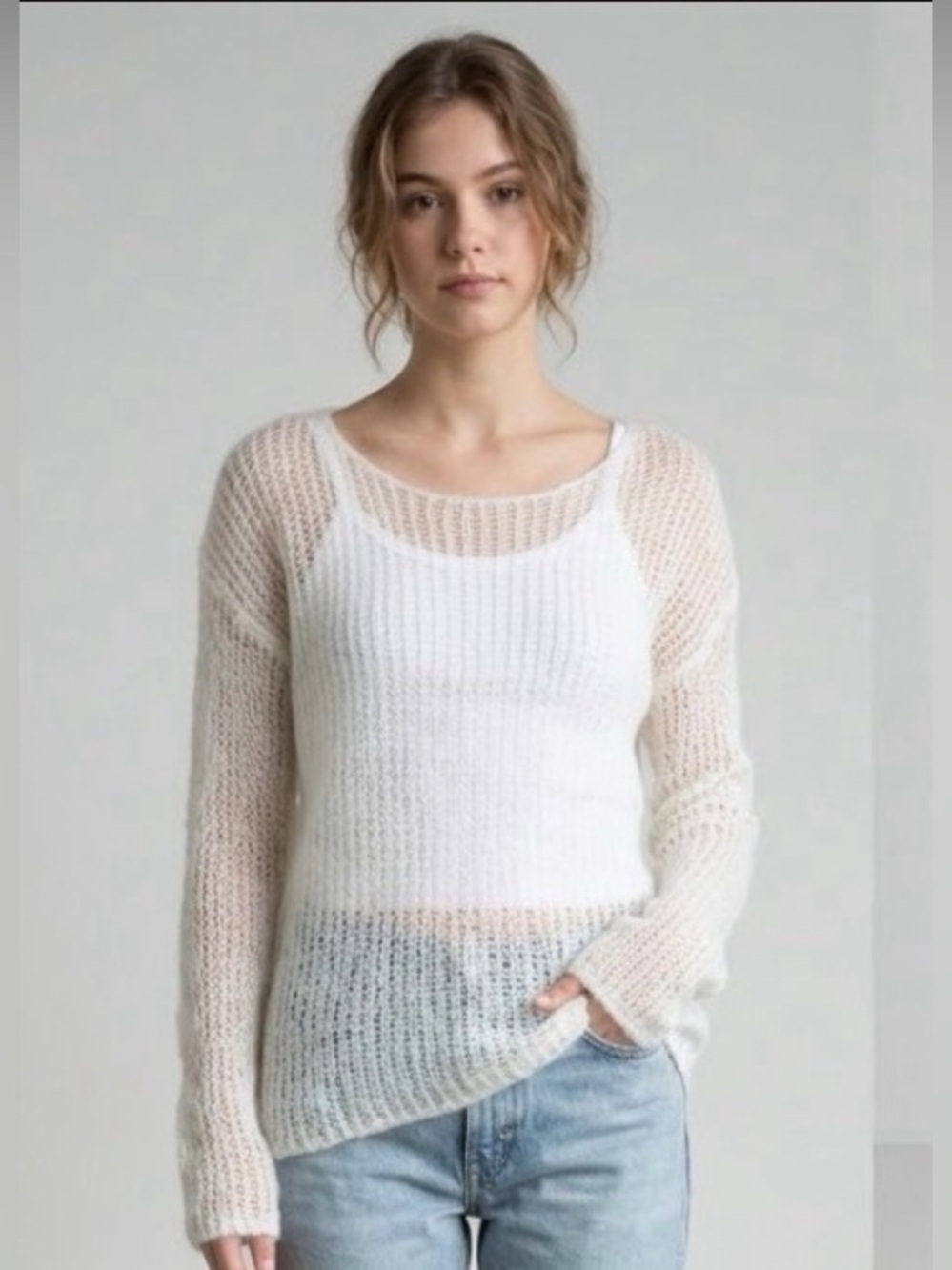Brandy Melville Open-Knit Scoop Neck Sweater - Picture 1 of 6